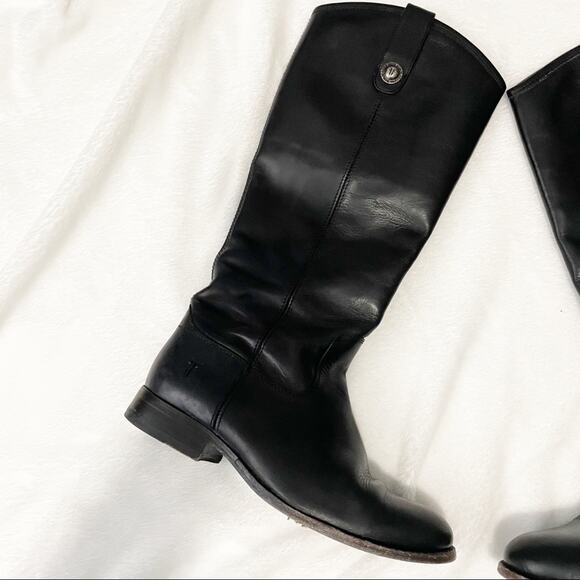 Frye Melissa lug button tall riding boots black leather Size 6 equestrian - Picture 4 of 9